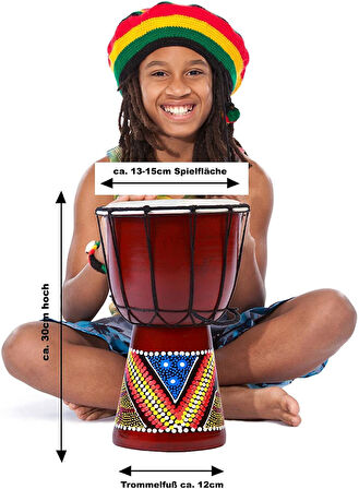 Djembe Davul Darbuka Renkli Afrika El Yapımı 30cm Çocuk Bongo Kongo