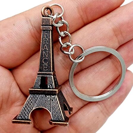 Paris Eyfel Kulesi 3D Metal Anahtarlık Bronz
