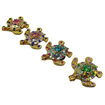 Kaplumbağa Magnet Dört Renk Kristal Taşlı Dörtlü Set