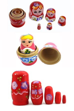 Ahşap Matruşka Bebek Beşli Set Kırmızı