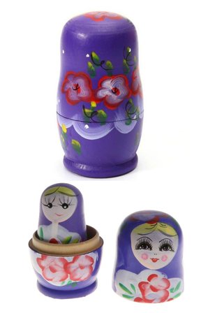 Ahşap Matruşka Bebek Beşli Set Mor