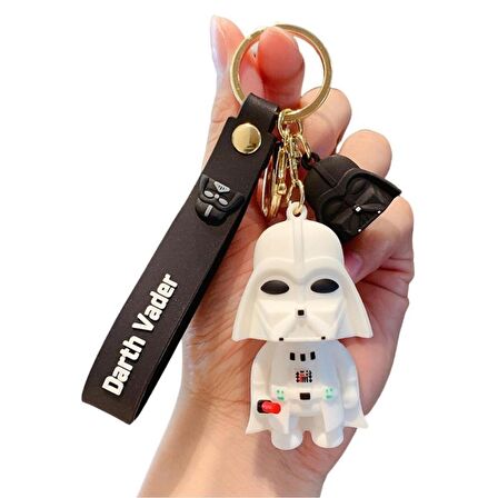 Star Wars Darth Vader Figür Beyaz Silikon Metal Anahtarlık