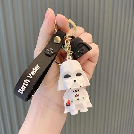 Star Wars Darth Vader Figür Beyaz Silikon Metal Anahtarlık