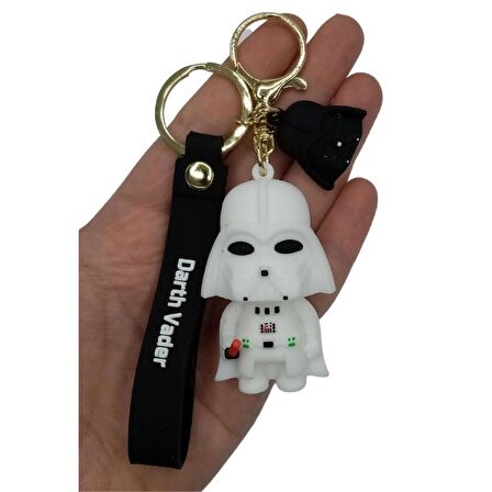 Star Wars Darth Vader Figür Beyaz Silikon Metal Anahtarlık