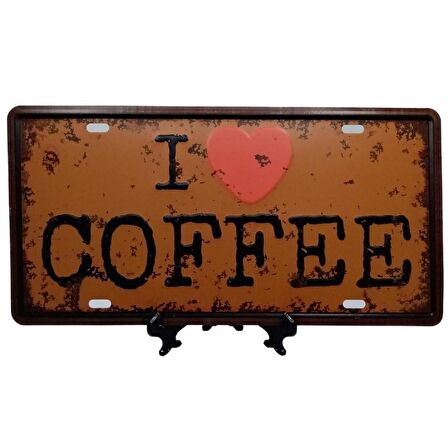 Dekoratif 3D Metal Plaka I Love Coffee 30cm