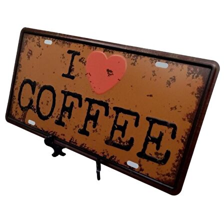 Dekoratif 3D Metal Plaka I Love Coffee 30cm