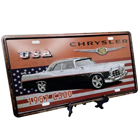 Dekoratif 3D Metal Plaka USA Chrysler 1957 C300 30cm