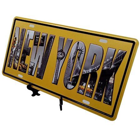 Dekoratif 3D Metal Plaka New York 30cm