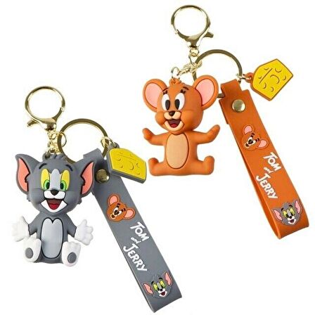 Tom ve Jerry 3D Karakter İkili Silikon Anahtarlık