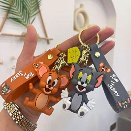 Tom ve Jerry 3D Karakter İkili Silikon Anahtarlık