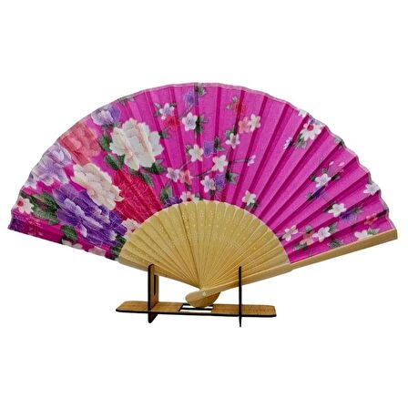 Japon Bambu Kumaş Yelpaze Çanta Boy Stant Hediyeli No.33