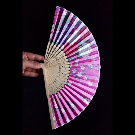 Japon Bambu Kumaş Yelpaze Çanta Boy Stant Hediyeli No.33