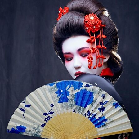 Japon Bambu Kumaş Yelpaze Çanta Boy Stant Hediyeli No.36