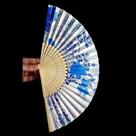 Japon Bambu Kumaş Yelpaze Çanta Boy Stant Hediyeli No.38