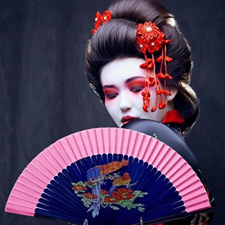 Japon Bambu Kumaş Yelpaze Çanta Boy Stant Hediyeli No.65