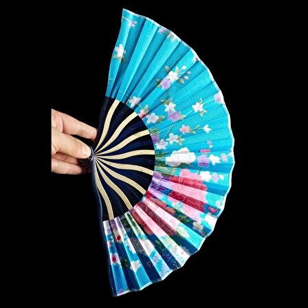 Japon Bambu Kumaş Yelpaze Çanta Boy Stant Hediyeli No.98