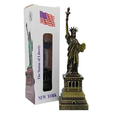 Vintage Metal USA Özgürlük Heykeli Biblo Antik Bronz 18 cm