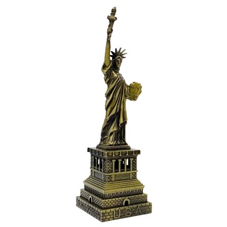Vintage Metal USA Özgürlük Heykeli Biblo Antik Bronz 18 cm