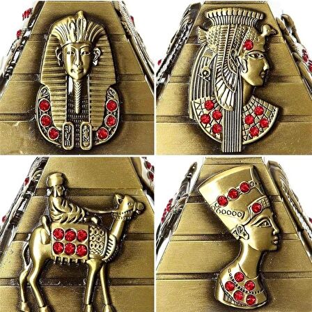 Vintage Metal Mısır Piramidi Biblo Antik Bronz 8 cm