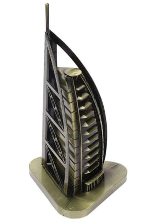 Vintage Metal Dubai Burj Al Arab Biblo Antik Bronz 16 cm