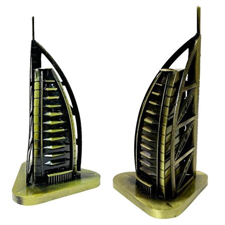 Vintage Metal Dubai Burj Al Arab Biblo Antik Bronz 16 cm