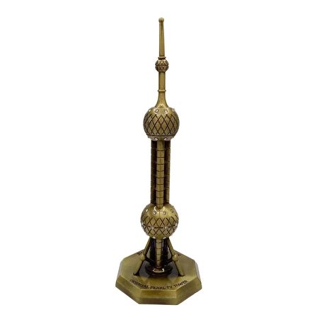 Vintage Metal Shanghai Oriental Pearl Tv Tower Biblo Antik Bronz 14 cm