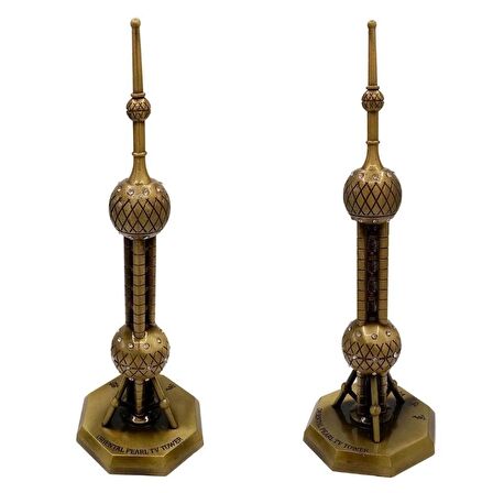 Vintage Metal Shanghai Oriental Pearl Tv Tower Biblo Antik Bronz 25 cm
