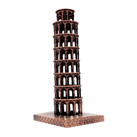 Vintage Metal İtalya Pisa Kulesi Biblo Antik Bakır 16 cm