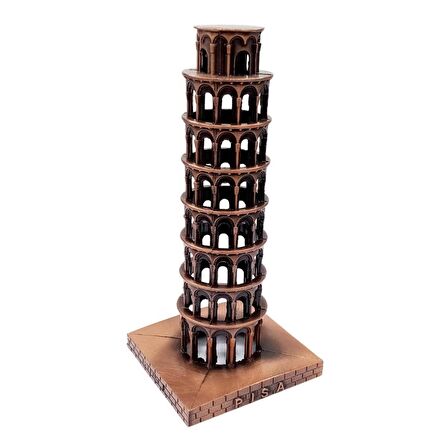 Vintage Metal İtalya Pisa Kulesi Biblo Antik Bakır 16 cm