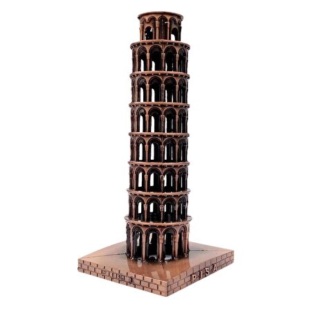 Vintage Metal İtalya Pisa Kulesi Biblo Antik Bakır 16 cm