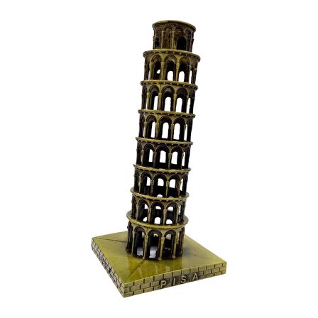 Vintage Metal İtalya Pisa Kulesi Biblo Antik Bronz 16 cm