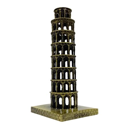 Vintage Metal İtalya Pisa Kulesi Biblo Antik Bronz 16 cm
