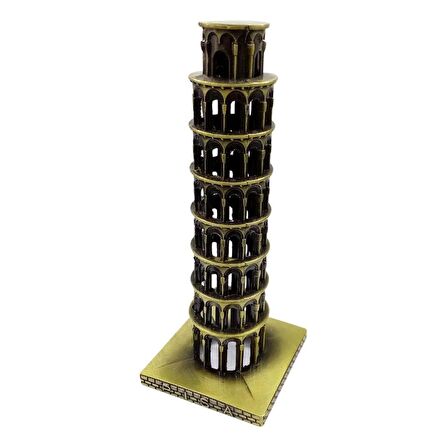 Vintage Metal İtalya Pisa Kulesi Biblo Antik Bronz 20 cm