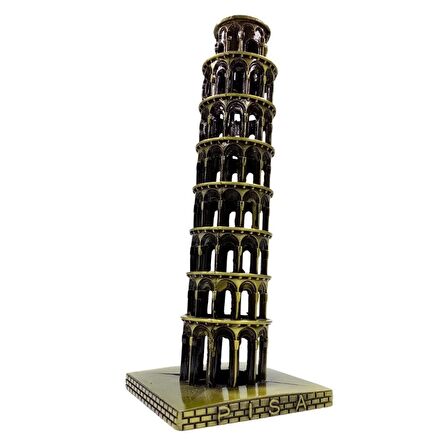 Vintage Metal İtalya Pisa Kulesi Biblo Antik Bronz 20 cm