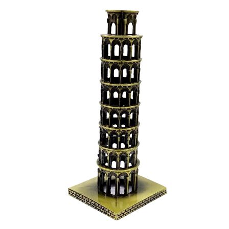 Vintage Metal İtalya Pisa Kulesi Biblo Antik Bronz 20 cm