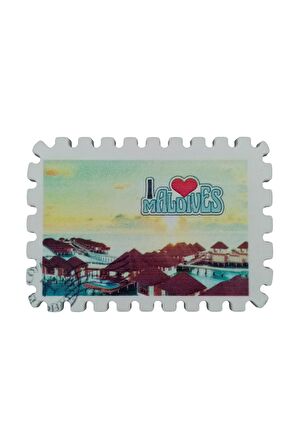Maldivler Temalı Pul Magnet