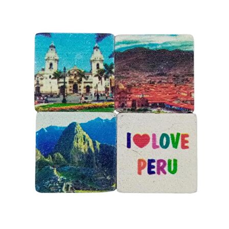 Peru Temalı Dörtlü Taş Magnet