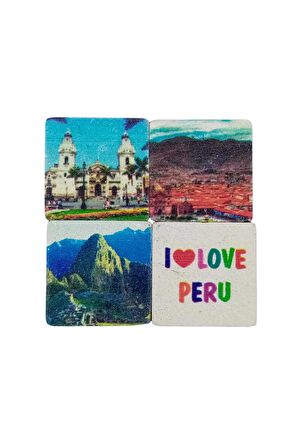 Peru Temalı Dörtlü Taş Magnet