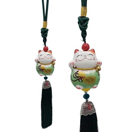 Feng Shui Maneki Neko Şans Kedisi Yeşil No.1