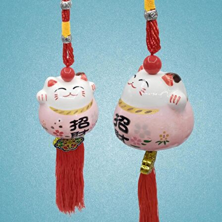 Feng Shui Maneki Neko Şans Kedisi Pembe No.2