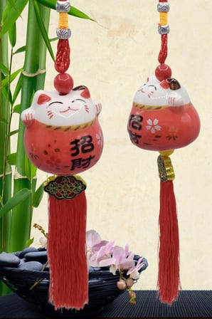 Feng Shui Maneki Neko Şans Kedisi Kırmızı No.2
