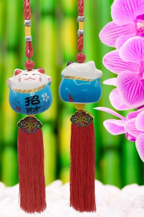 Feng Shui Maneki Neko Şans Kedisi Mavi No.2