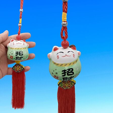 Feng Shui Maneki Neko Şans Kedisi Yeşil No.2