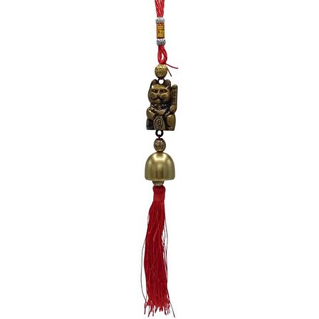 Çin Feng Shui Şans ve Bereket Metal Çan Maneki Neko 30 cm