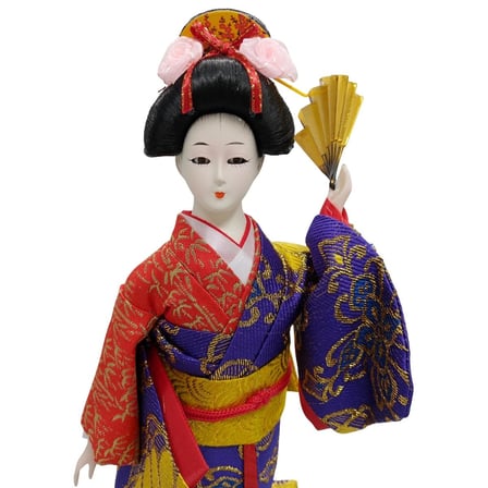 Japon Kimonolu Geyşa Bebek Kabuki Biblo 30 cm No.9