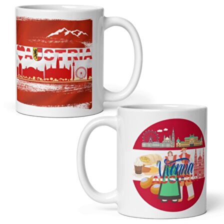 Avusturya Kupa Bardak 2 Adet Seyahat Hatıra Austria Mug