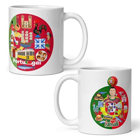 Portekiz Kupa Bardak 2 Adet Seyahat Hatıra Portugal Mug