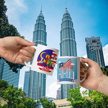 Malezya Kupa Bardak 2 Adet Seyahat Hatıra Malaysia Mug