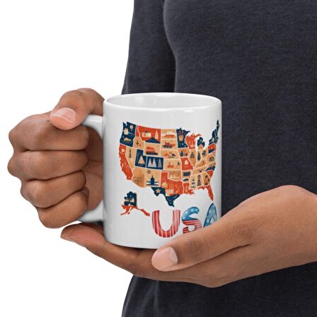 Amerika Birleşik Devletleri Kupa Bardak 2 Adet Seyahat Hatıra USA Mug