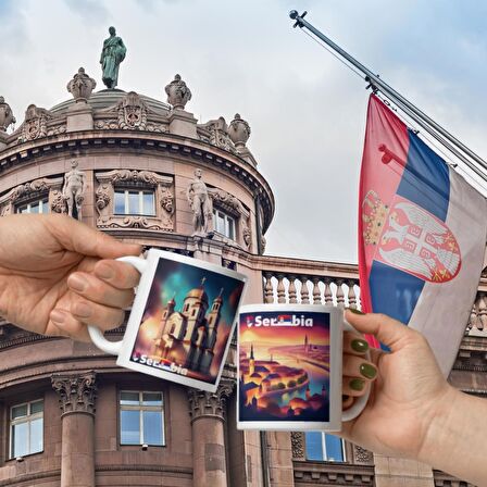 Sırbistan Kupa Bardak 2 Adet Seyahat Hatıra Serbia Mug